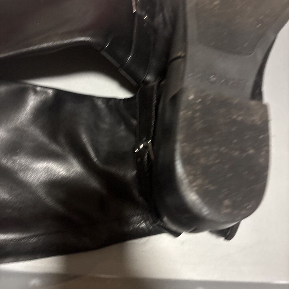 Nine West Diablo Black Leather Zip Up Buckle Knee High Riding Boots 9 - Picture 8 of 12